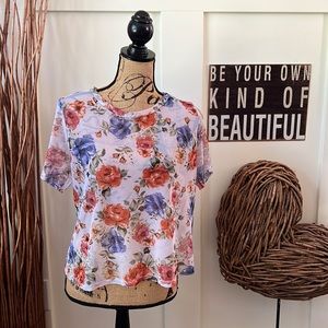 Rolla Coster Sheer Floral Short Sleeve Top
